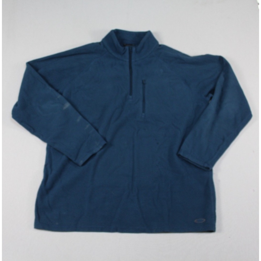 Oakley Men Blue Sweater Fleece Mock Neck Stains Long Sleeve 1/4 Zip Size XL